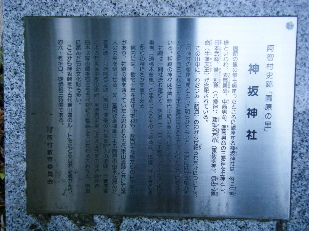 神坂神社案内板
