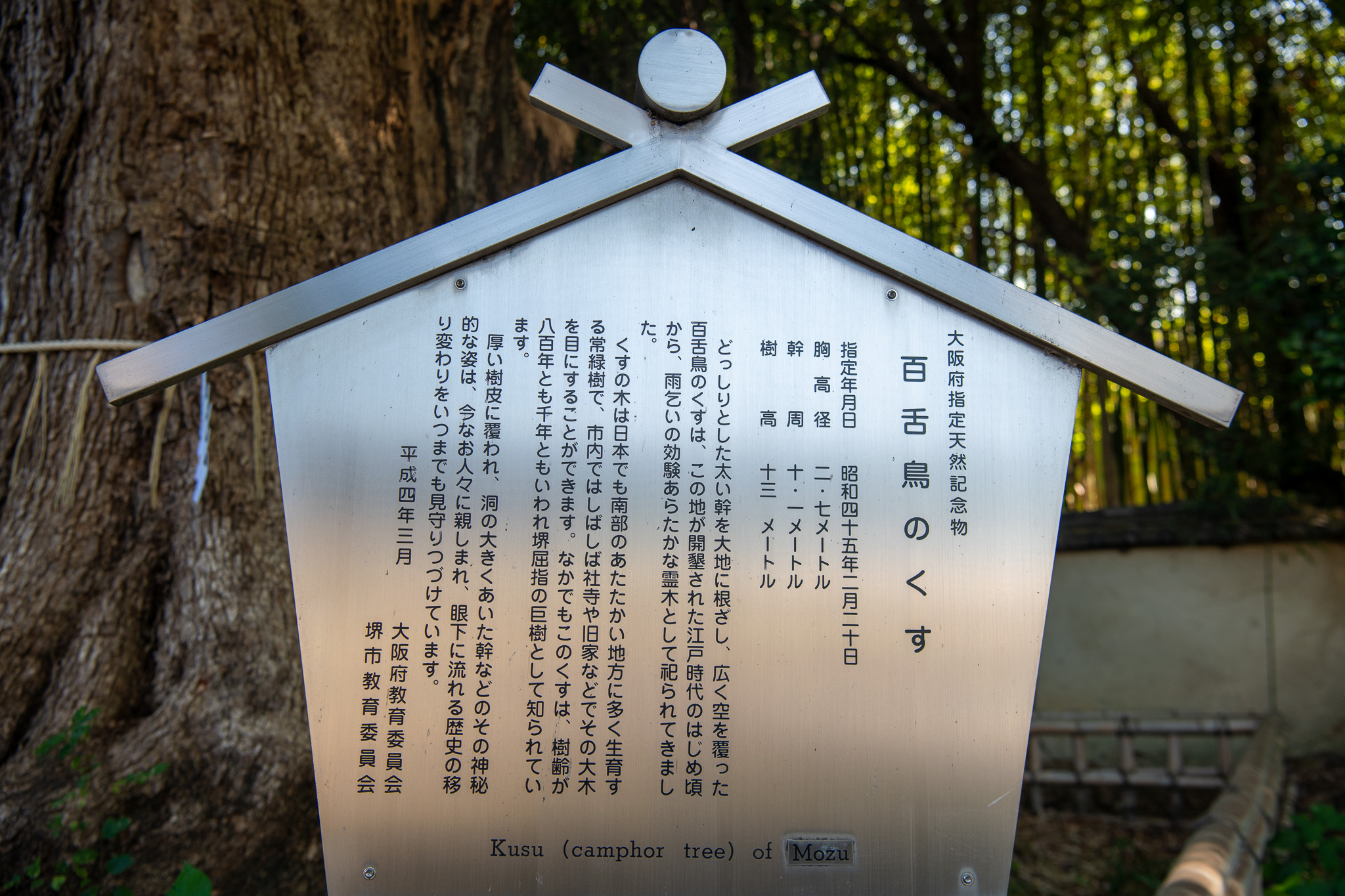 百舌鳥のくす案内板